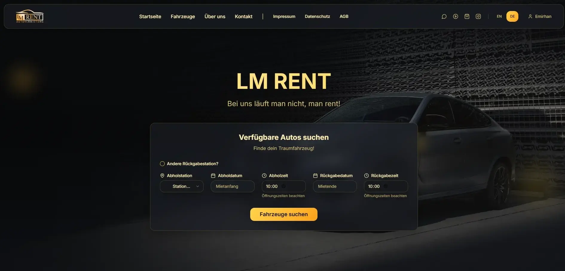 Website LM Rent, umgesetzt von esdezyn